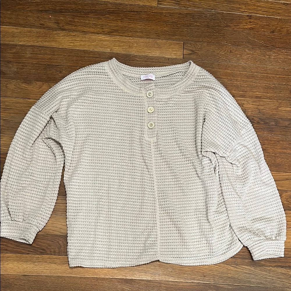 Cream Waffle Knit Button-Up Shirt
